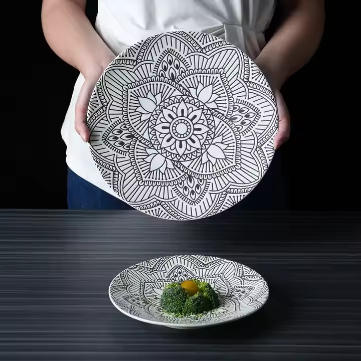 太陽(yáng)花黑白餐盤
