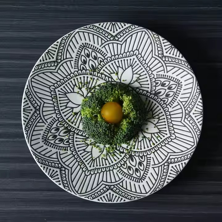 太陽花黑白餐盤