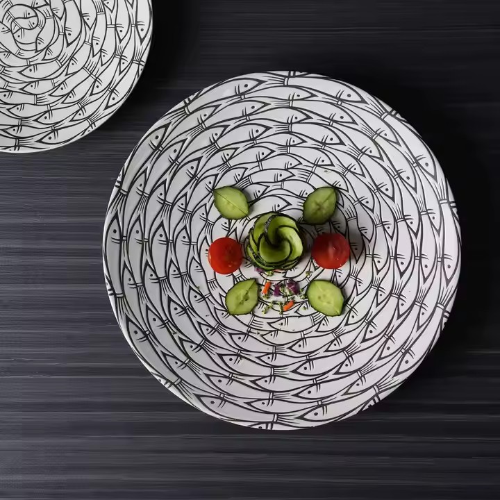 魚滿堂黑白餐盤